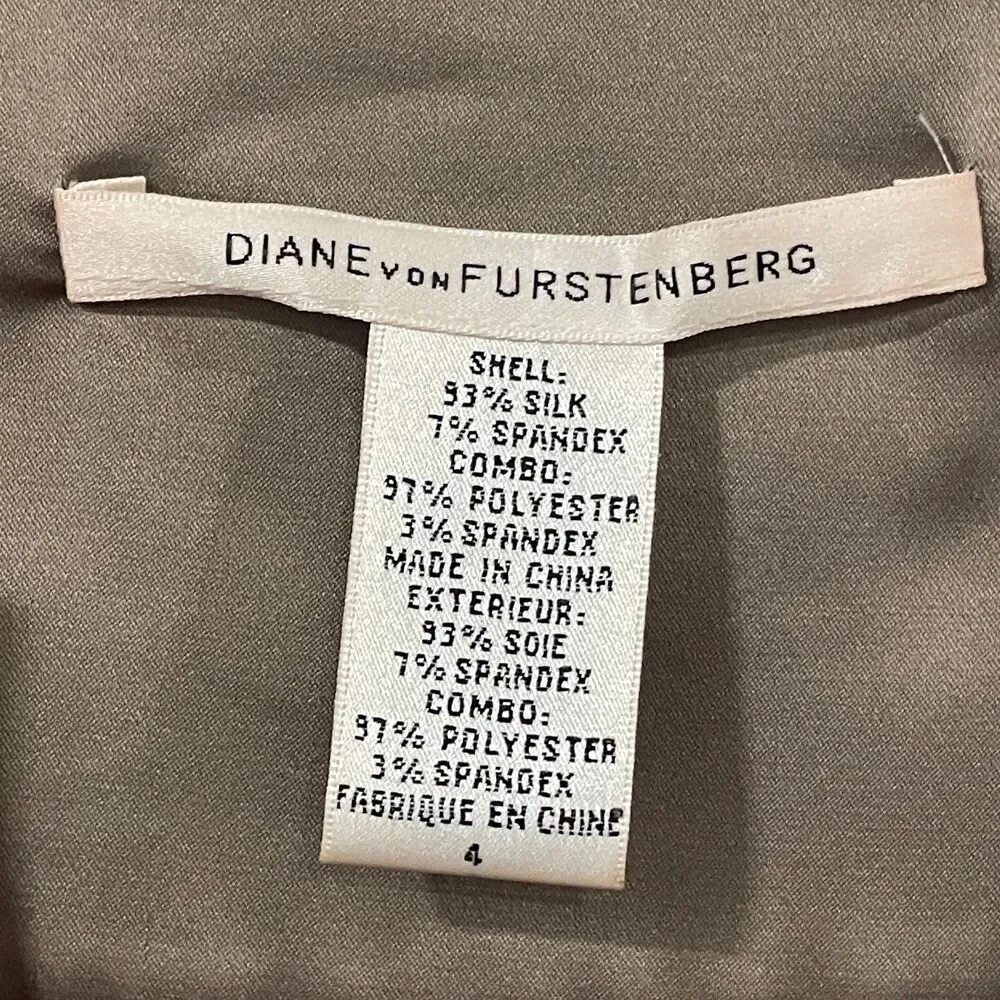 ~ Diane von Furstenberg 4 Raton Stretch Silk Blend Blouse V-neck Bronze Top - Picture 2 of 16